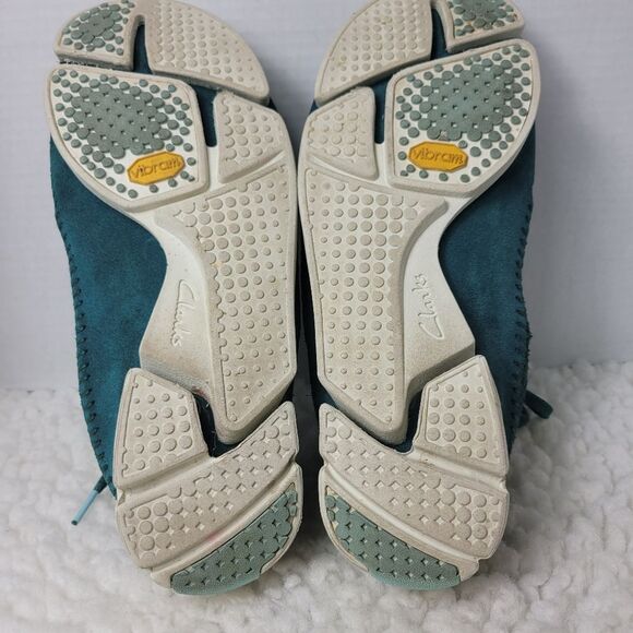 Clarks Trigenic Flex Mens Size 10.5 Teal Green Suede Vibram Soles 26117462 Good - Picture 10 of 11